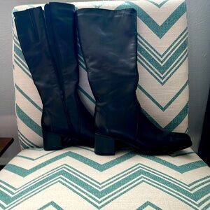 Elegant Black Leather Knee-High Boots